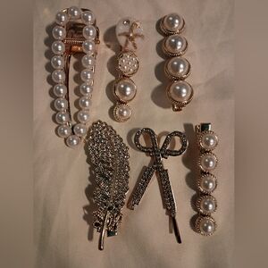 New and Unused Stylish Vintage Pearl Resin Metal Hair Clips for Women & Girls